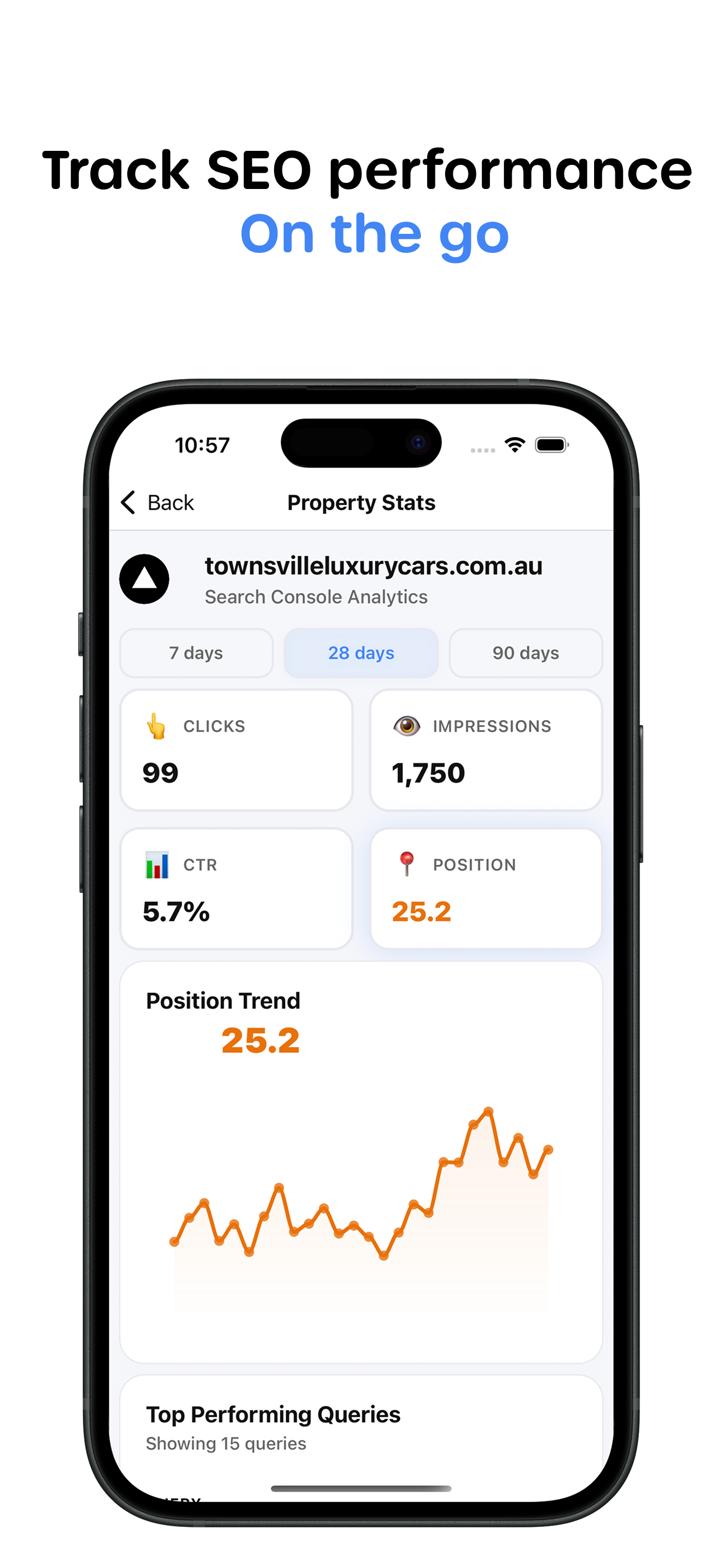 Property Stats showing SEO metrics